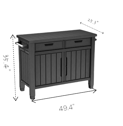 Outdoor Grill Table, Buffet, Entertainment and Storage Cabinet w/ Drawers, Graphite Gray