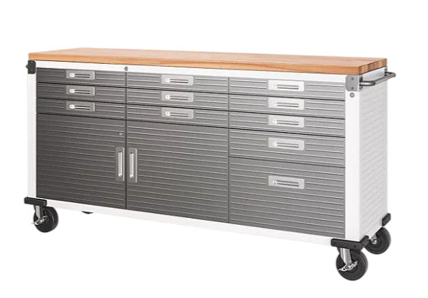 Seville Classics® UltraHD® 11-Drawer Rolling Workbench, 77" W x 20" D x 37.5" H