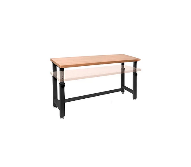 Seville Classics® UltraHD® Height Adjustable Heavy Duty Workbench With Solid Wood Top, 72" W x 25" D