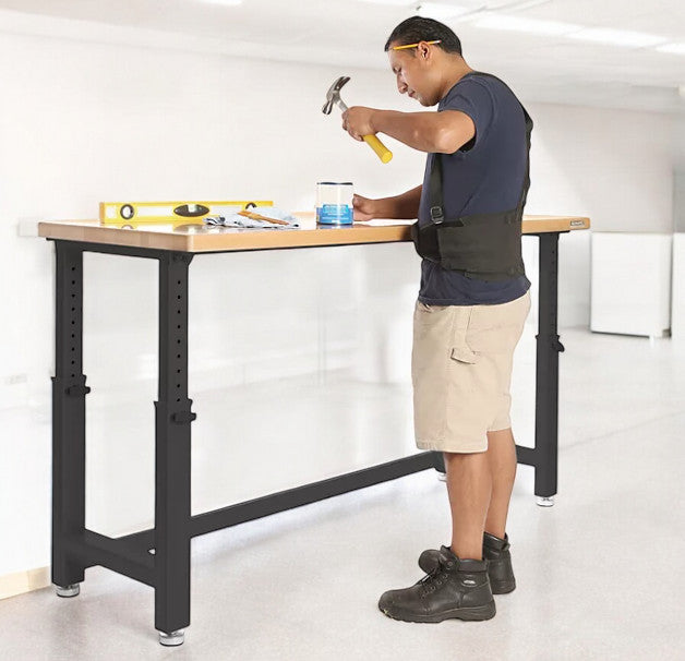 Seville Classics® UltraHD® Height Adjustable Heavy Duty Workbench With Solid Wood Top, 72" W x 25" D