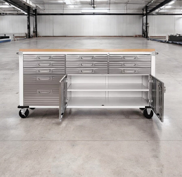 Seville Classics® UltraHD® 11-Drawer Rolling Workbench, 77" W x 20" D x 37.5" H