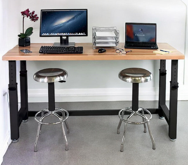 Seville Classics® UltraHD® Height Adjustable Heavy Duty Workbench With Solid Wood Top, 72" W x 25" D