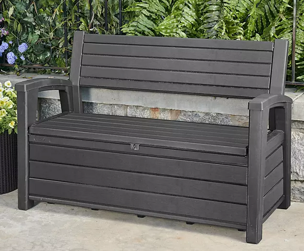 Keter Hudson Plastic Storage Bench Graphite Gray