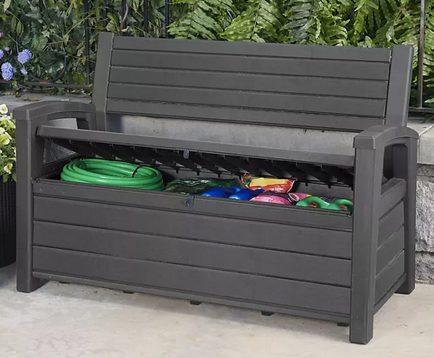 Keter Hudson Plastic Storage Bench Graphite Gray