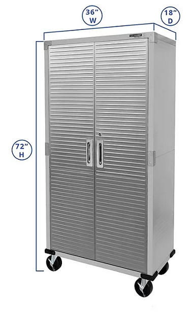 Seville Classics UltraHD Steel Tall Storage Cabinet, 36" W x 18" D x 72" H