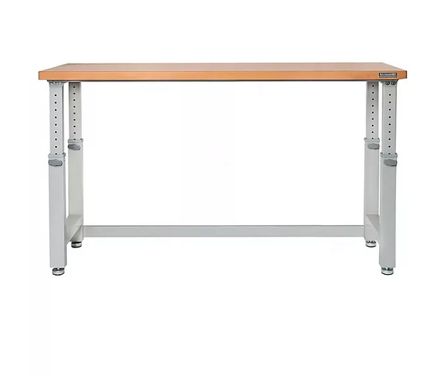 Seville Classics® UltraHD® Height Adjustable Heavy Duty Workbench With Solid Wood Top, 72" W x 25" D