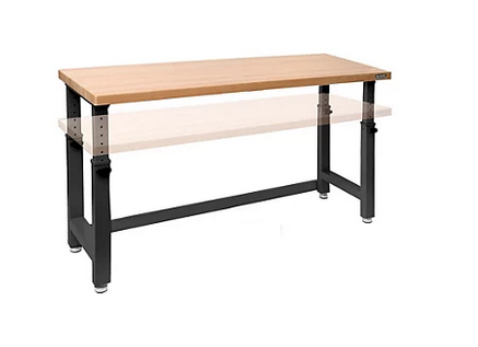 Seville Classics® UltraHD® Height Adjustable Heavy Duty Workbench With Solid Wood Top, 72" W x 25" D