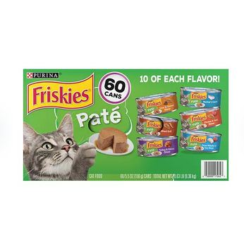 Purina Friskies Pate Wet Cat Food, Variety Pack (5.5 oz., 60 ct.)