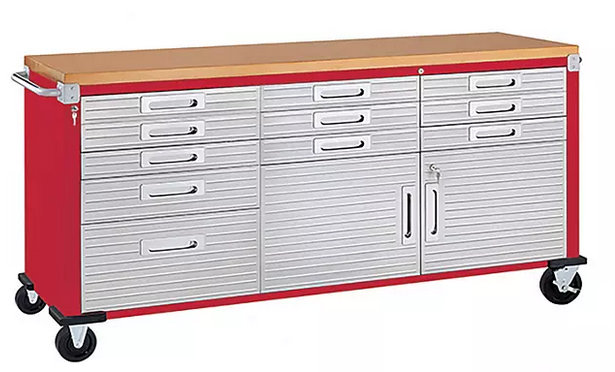 Seville Classics® UltraHD® 11-Drawer Rolling Workbench, 77" W x 20" D x 37.5" H